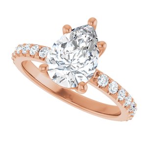 10K Rose Gold 10x7 mm Pear Ring Mounting – image 8