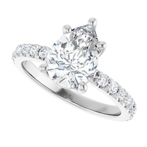18K White Gold 10x7 mm Pear Ring Mounting – image 8