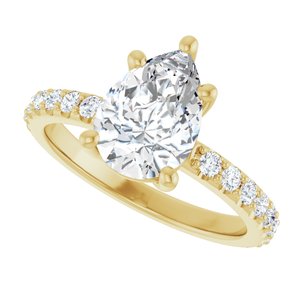 14K Yellow Gold 10x7 mm Pear Ring Mounting – image 8
