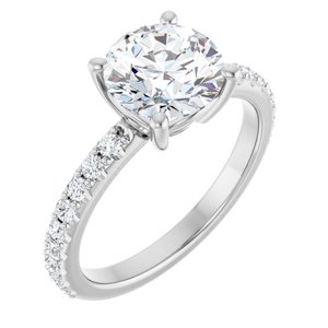 14K X1 White Gold 8 mm Round Ring Mounting