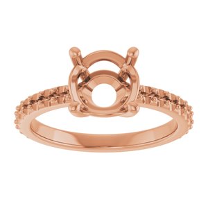 10K Rose Gold 8 mm Round Ring Mounting – image 6
