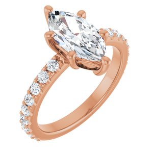 18K Rose Gold 12x6 mm Marquise Ring Mounting