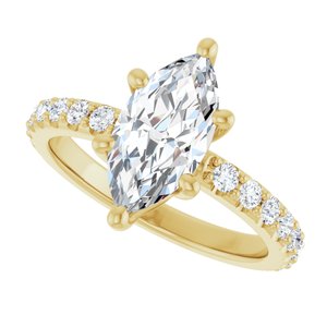 10K Yellow Gold 12x6 mm Marquise Ring Mounting – image 8