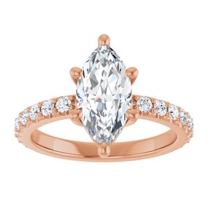 18K Rose Gold 12x6 mm Marquise Ring Mounting – image 5