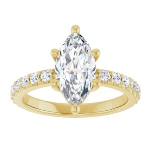 10K Yellow Gold 12x6 mm Marquise Ring Mounting – image 5