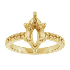 10K Yellow Gold 12x6 mm Marquise Ring Mounting – image 6