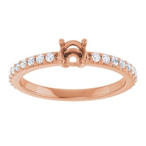 14K Rose Gold 4.1 mm Round 1/3 CTW Natural Diamond Semi-Set Ring – image 6