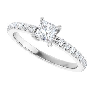 10K White Gold 4 mm Square Ring Mounting – image 8