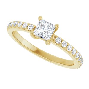 14K Yellow Gold 4 mm Square Ring Mounting – image 8