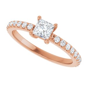 14K Rose Gold 4 mm Square Ring Mounting – image 8