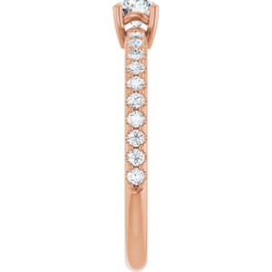 14K Rose Gold 4.1 mm Round 1/3 CTW Natural Diamond Semi-Set Ring – image 7