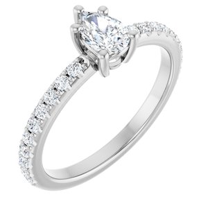 14K X1 White Gold 6x4 mm Pear Ring Mounting