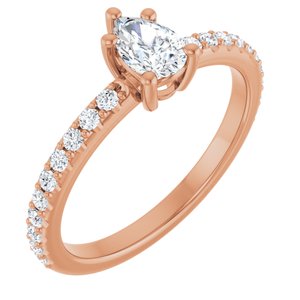18K Rose Gold 6x4 mm Pear Ring Mounting
