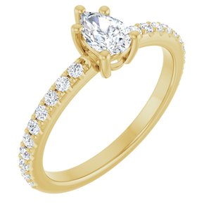 18K Yellow Gold 6x4 mm Pear Ring Mounting
