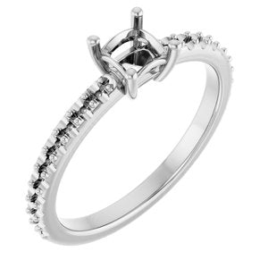 10K White Gold 4 mm Square Ring Mounting – image 2