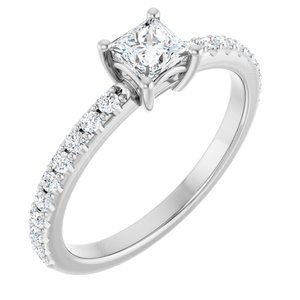 10K White Gold 4 mm Square Ring Mounting