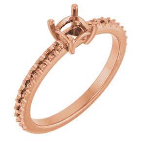 14K Rose Gold 4 mm Square Ring Mounting – image 2