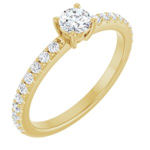 14K Yellow Gold 4.1 mm Round 1/3 CTW Lab-Grown Diamond Semi-Set Ring