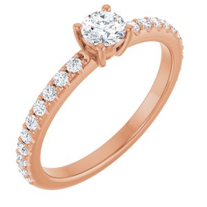 14K Rose Gold 4.1 mm Round 1/3 CTW Natural Diamond Semi-Set Ring
