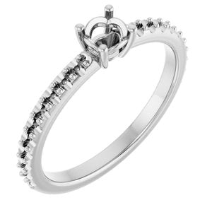 18K White Gold 4.1 mm Round Ring Mounting – image 2