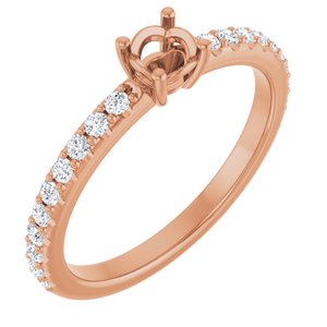 14K Rose Gold 4.1 mm Round 1/3 CTW Natural Diamond Semi-Set Ring – image 2
