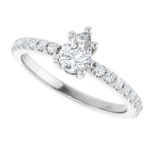 10K White Gold 6x4 mm Pear Ring Mounting – image 8