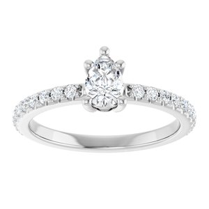 14K X1 White Gold 6x4 mm Pear Ring Mounting – image 5