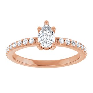 14K Rose Gold 6x4 mm Pear Ring Mounting – image 5