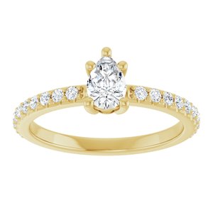10K Yellow Gold 6x4 mm Pear Ring Mounting – image 5