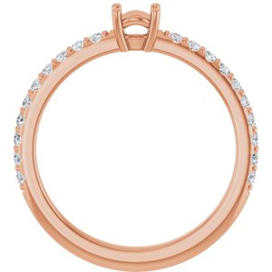 14K Rose Gold 4.1 mm Round 1/3 CTW Natural Diamond Semi-Set Ring – image 4