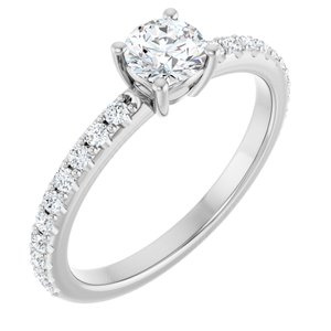 10K White Gold 4.8 mm Round Ring Mounting