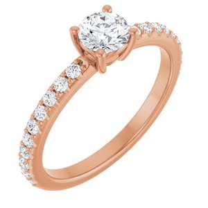 14K Rose Gold 4.8 mm Round Ring Mounting