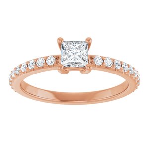 14K Rose Gold 4 mm Square Ring Mounting – image 5