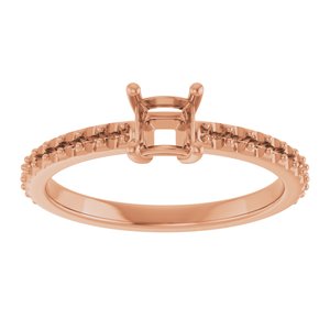 14K Rose Gold 4 mm Square Ring Mounting – image 6
