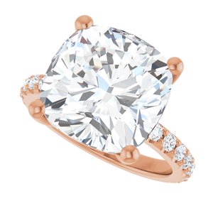10K Rose Gold 12 mm Cushion Ring Mounting – image 8