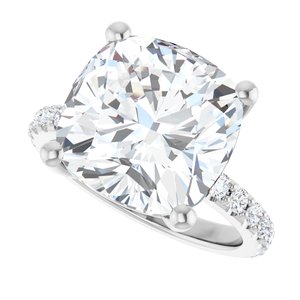 14K X1 White Gold 12 mm Cushion Ring Mounting – image 8