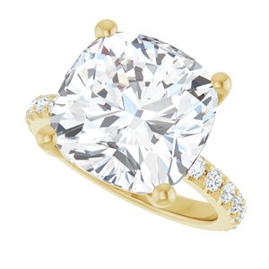 10K Yellow Gold 12 mm Cushion Ring Mounting – image 8