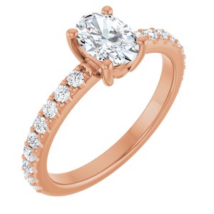 14K Rose Gold 7x5 mm Oval 1/3 CTW Natural Diamond Semi-Set Ring