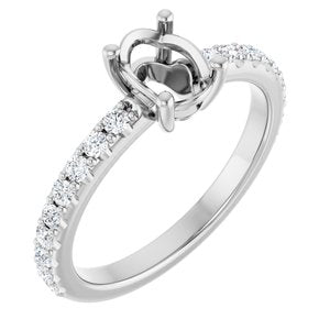 Platinum 7x5 mm Oval 1/3 CTW Natural Diamond Semi-Set Ring – image 2