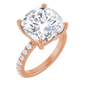 10K Rose Gold 12 mm Cushion Ring Mounting