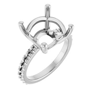 10K White Gold 12 mm Cushion Ring Mounting – image 2