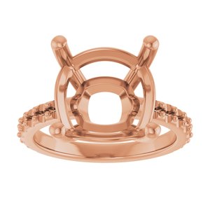 10K Rose Gold 12 mm Cushion Ring Mounting – image 6