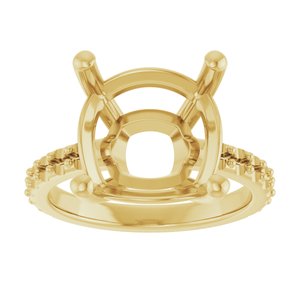 18K Yellow Gold 12 mm Cushion Ring Mounting – image 6