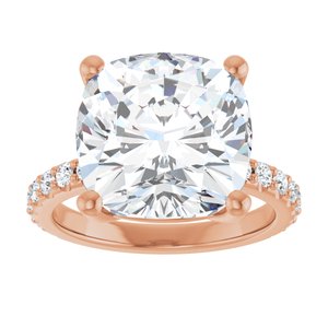 18K Rose Gold 12 mm Cushion Ring Mounting – image 5