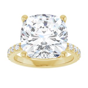 10K Yellow Gold 12 mm Cushion Ring Mounting – image 5
