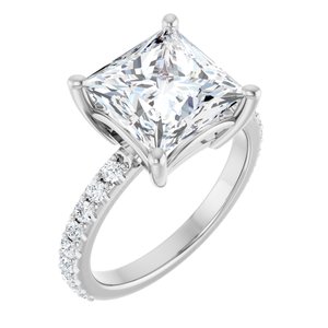 14K X1 White Gold 9 mm Square Ring Mounting