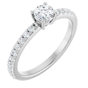 18K White Gold 4.4 mm Round Ring Mounting