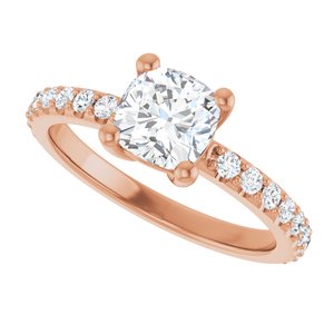 14K Rose Gold 6 mm Cushion Ring Mounting – image 8