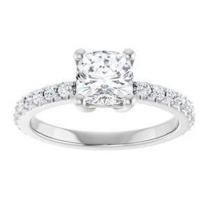 14K White Gold 6 mm Cushion Ring Mounting – image 5