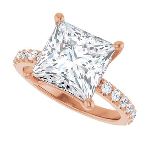 10K Rose Gold 9 mm Square Ring Mounting – image 8